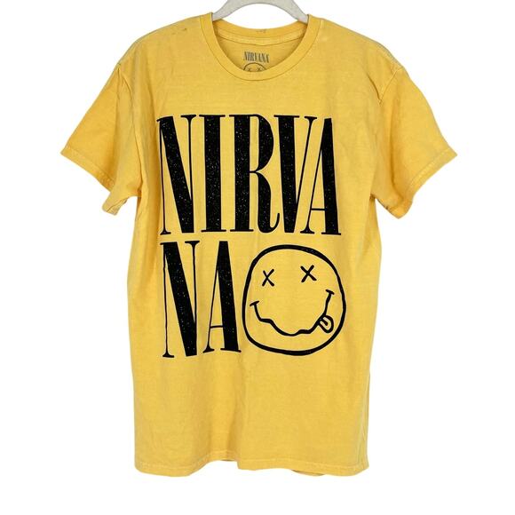NIRVANA Tops - Officially Licensed Nirvana Nevermind Smiley Grunge Tee Yellow Medium